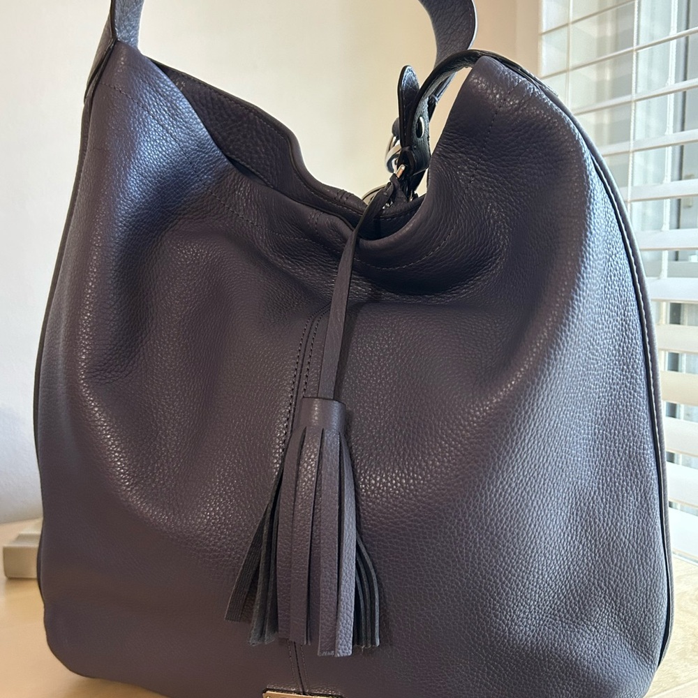 Coach Avery Purple Pebbled Leather Hobo Bag